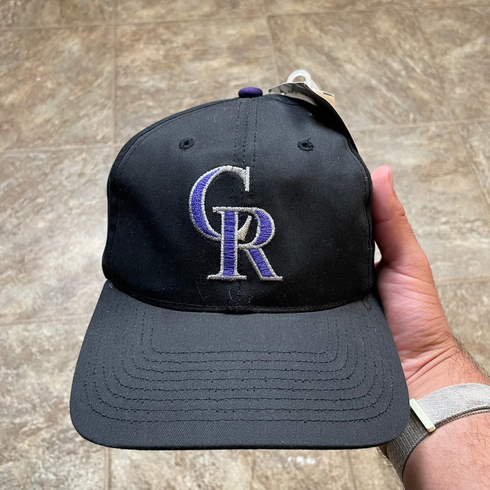 Vintage Colorado Rockies MLB Hat Twins Enterprise Black Snapback Deadstock NWT